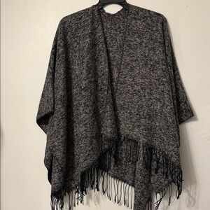 Charcoal Fringe Poncho